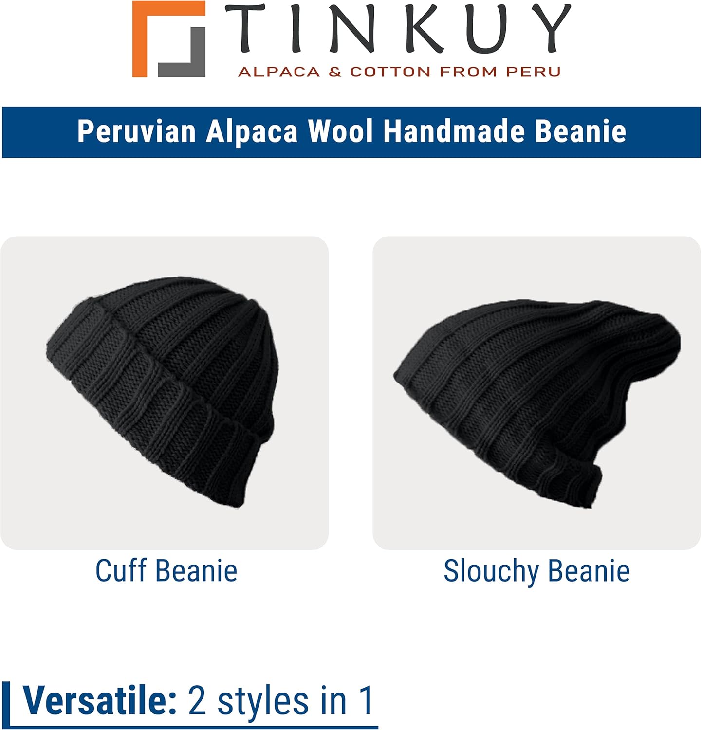 TINKUY Peru Alpaca Wool Men's & Women's Warm Soft Cuffed Slouchy Beanie Hat, Unisex, One Size - Image 5