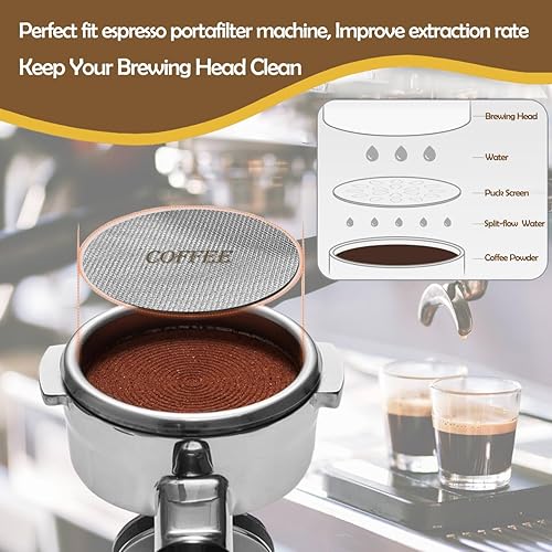 Miniatura 6 de Pantalla de disco reutilizable de 2.106 in para portafiltros de espresso, 0.067 in de grosor 150 m 316 de acero inoxidable cesta de filtro