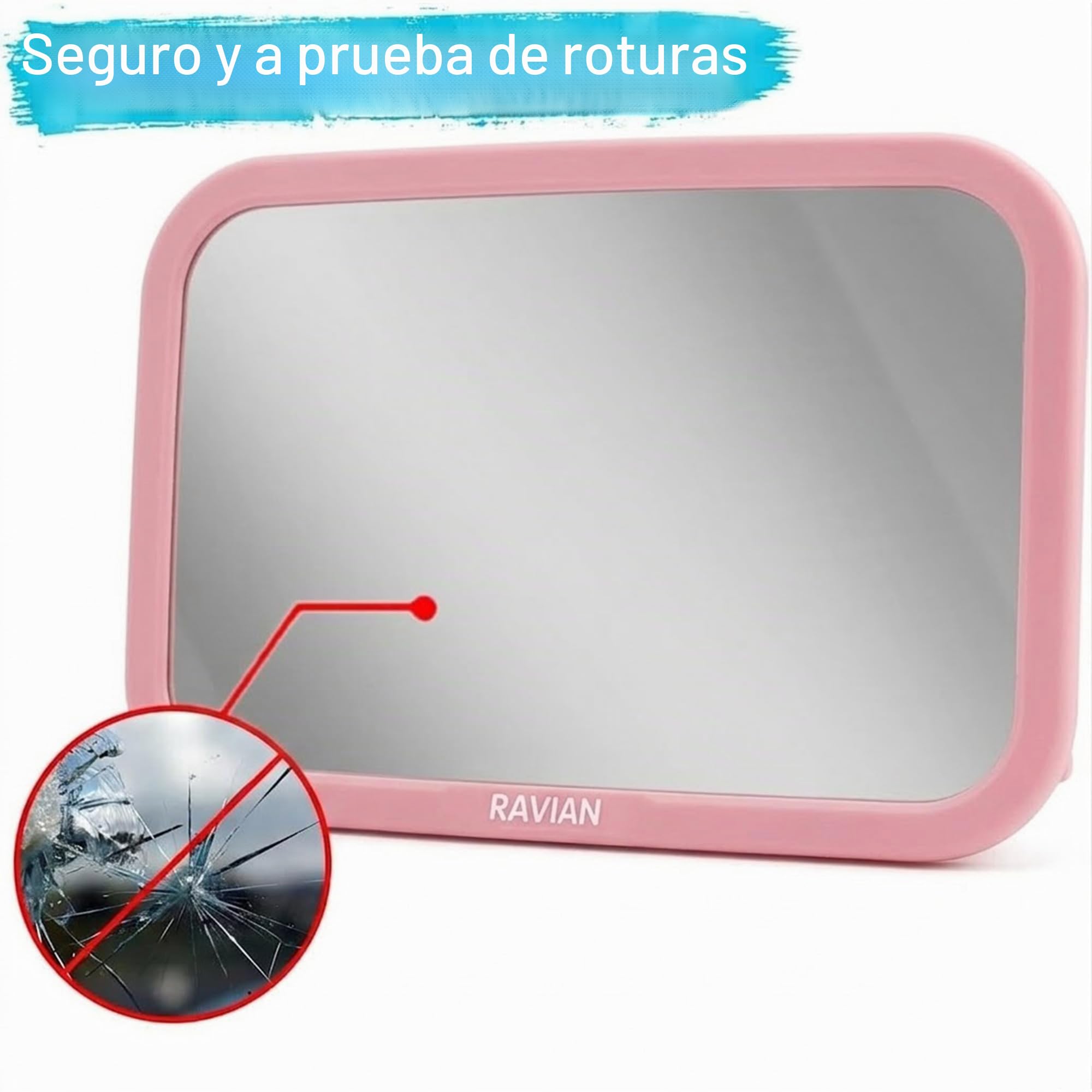 Espejo de Coche para Bebé para Asiento Trasero, Lo Más Seguro para Recién Nacidos con Vista Trasera, A Prueba de Romper, Ajustable para Ver Característica Trasera para Bebés, Niños y Mascotas
