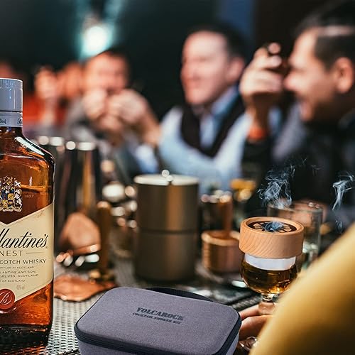 Miniatura 8 de VOLCAROCK Fumador de cóctel de madera kit de camarero casero con estuche de transporte y antorcha incluida ahumador infusor de virutas de madera