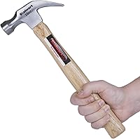 Vista 3 de Martillo de garra de 16 onzas - herramienta manual básica para bricolaje y carpintería con mango anti-vibración de madera natural y cabeza de acero