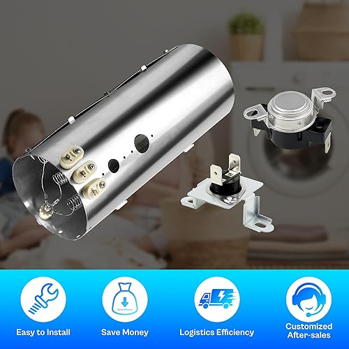 Miniatura 6 de Elemento calefactor de repuesto para secadora Electrolux Frigidaire Elemento calefactor 134792700 137032600 Limitador térmico 3204267 Termostato