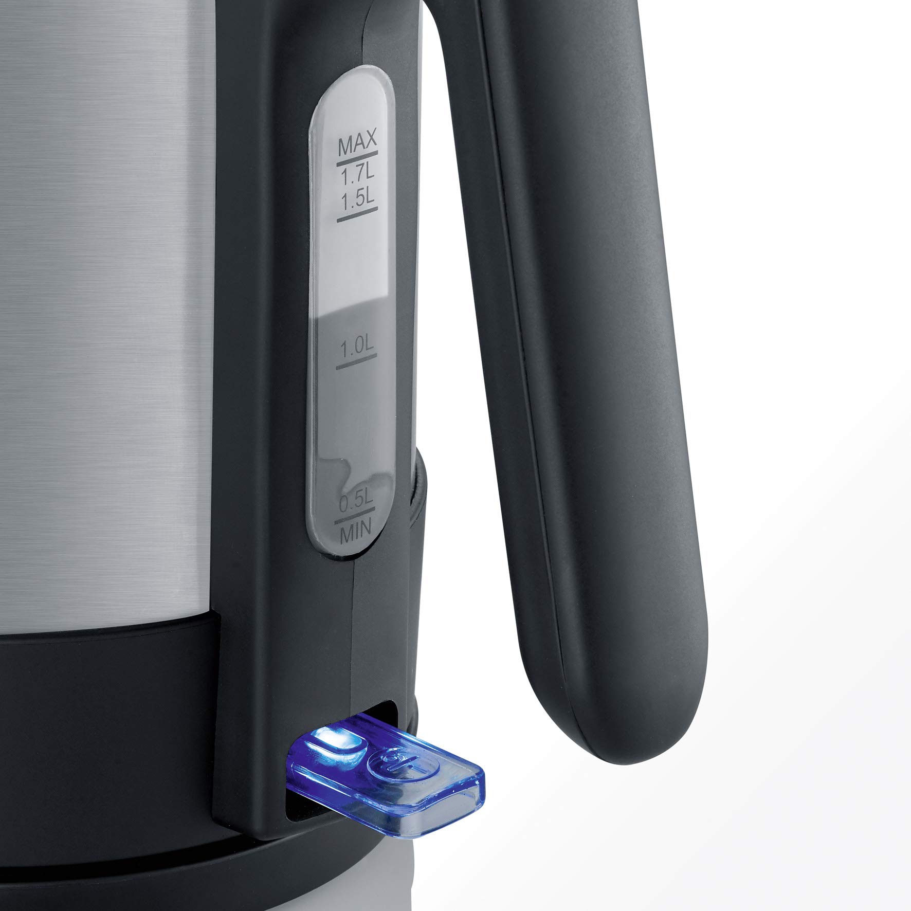 SEVERIN Hervidor de agua, hervidora eléctrica con filtro de cal, capacidad 1.7 l, 2200 W, acero inoxidable/negro, WK 3409