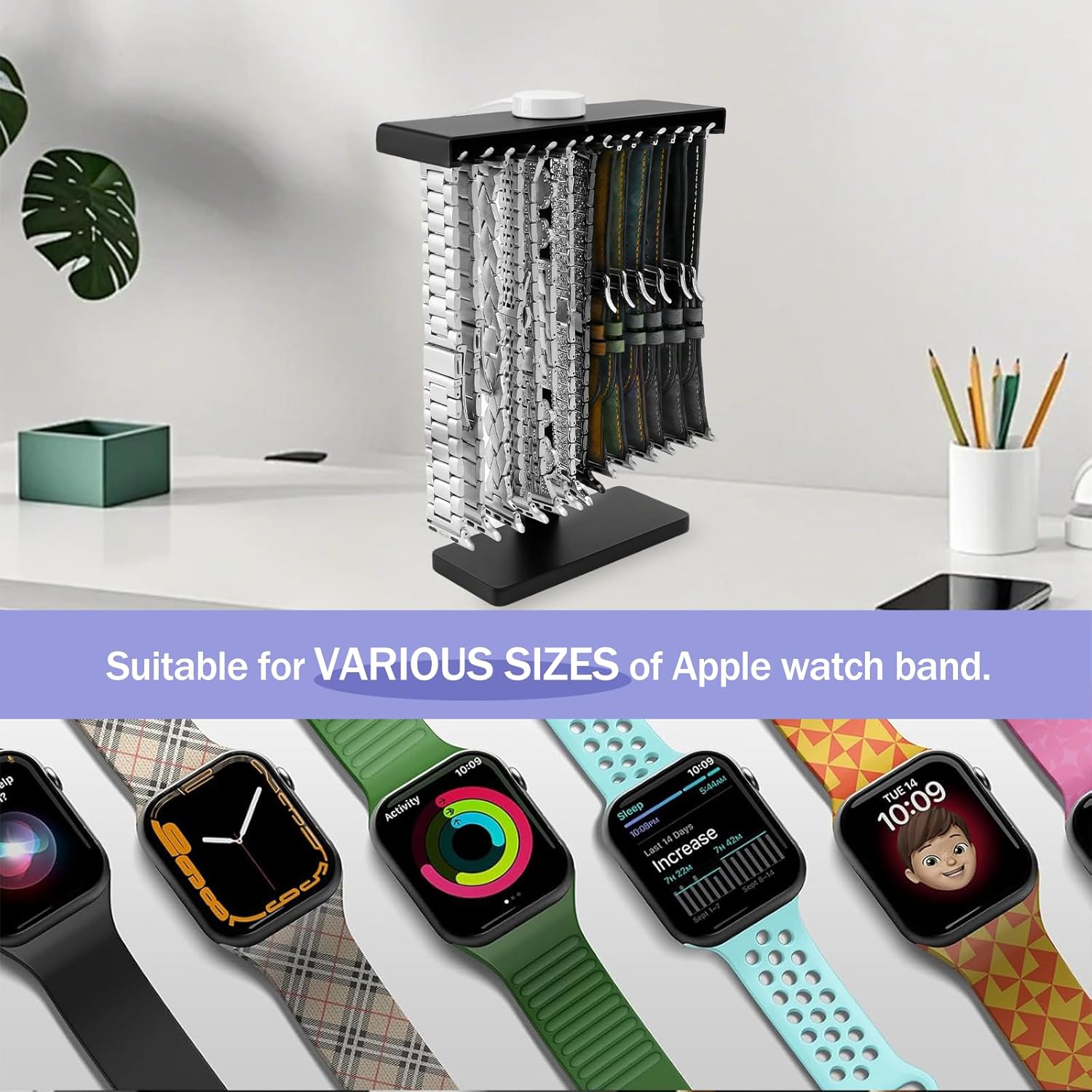 3 in 1 Watch Band Holder Organizer for Apple Watch,Smart Strap Silicon Rack,Groove Display for Apple Watch, Iwatch Band