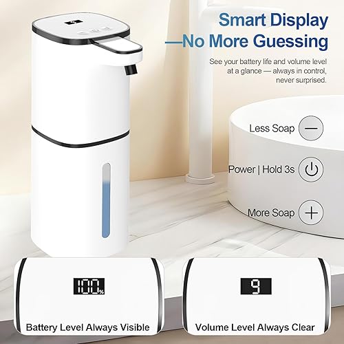 Miniatura 4 de Automatic Liquid Soap Dispenser, 9 Adjustable Levels, 380ml/12.8oz, Auto Touchless Hand Soap or Dish Soap Dispenser,USB Rechargeable Dispenser,Wall