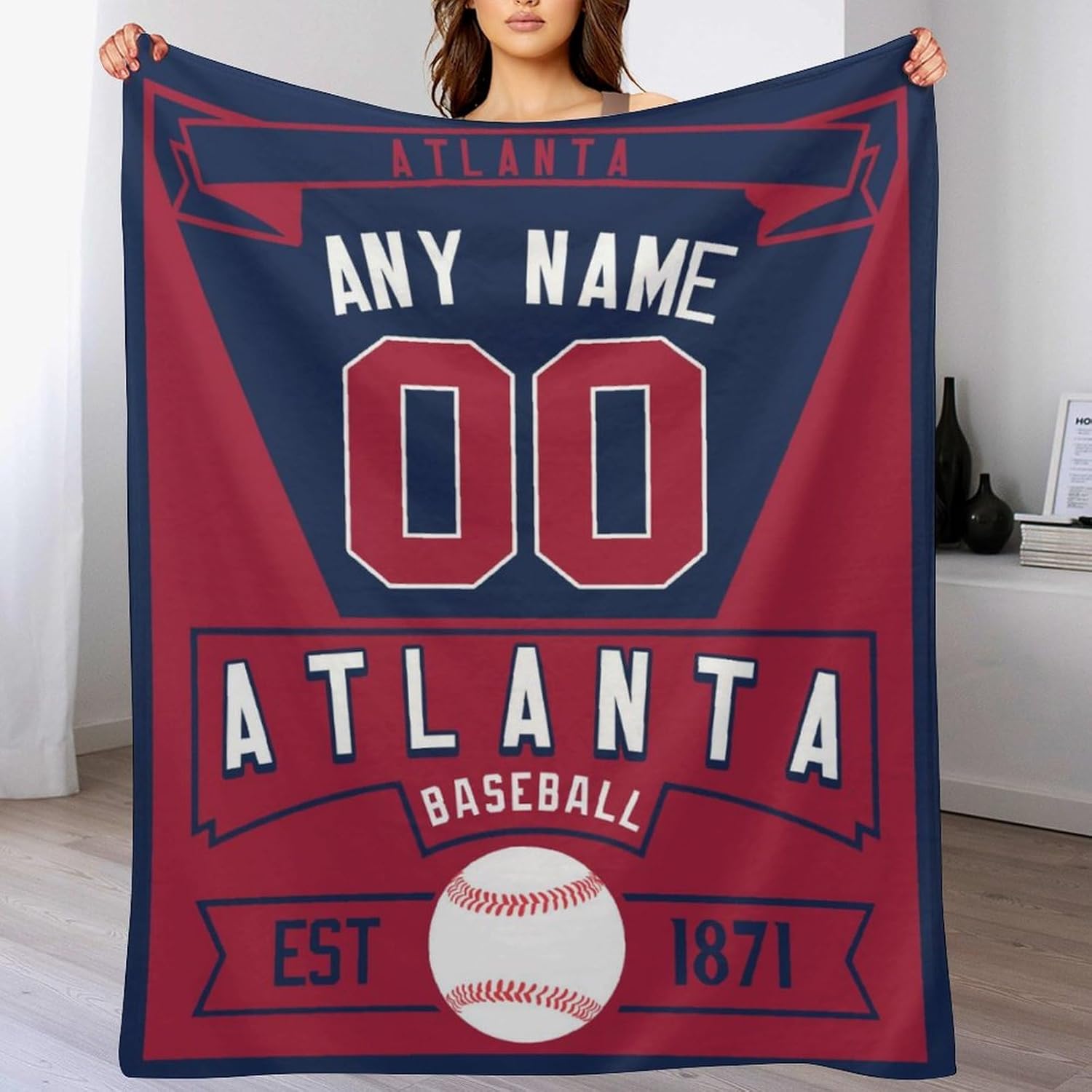 Custom Baseball Throw Blanket Add Name and Number Gifts for