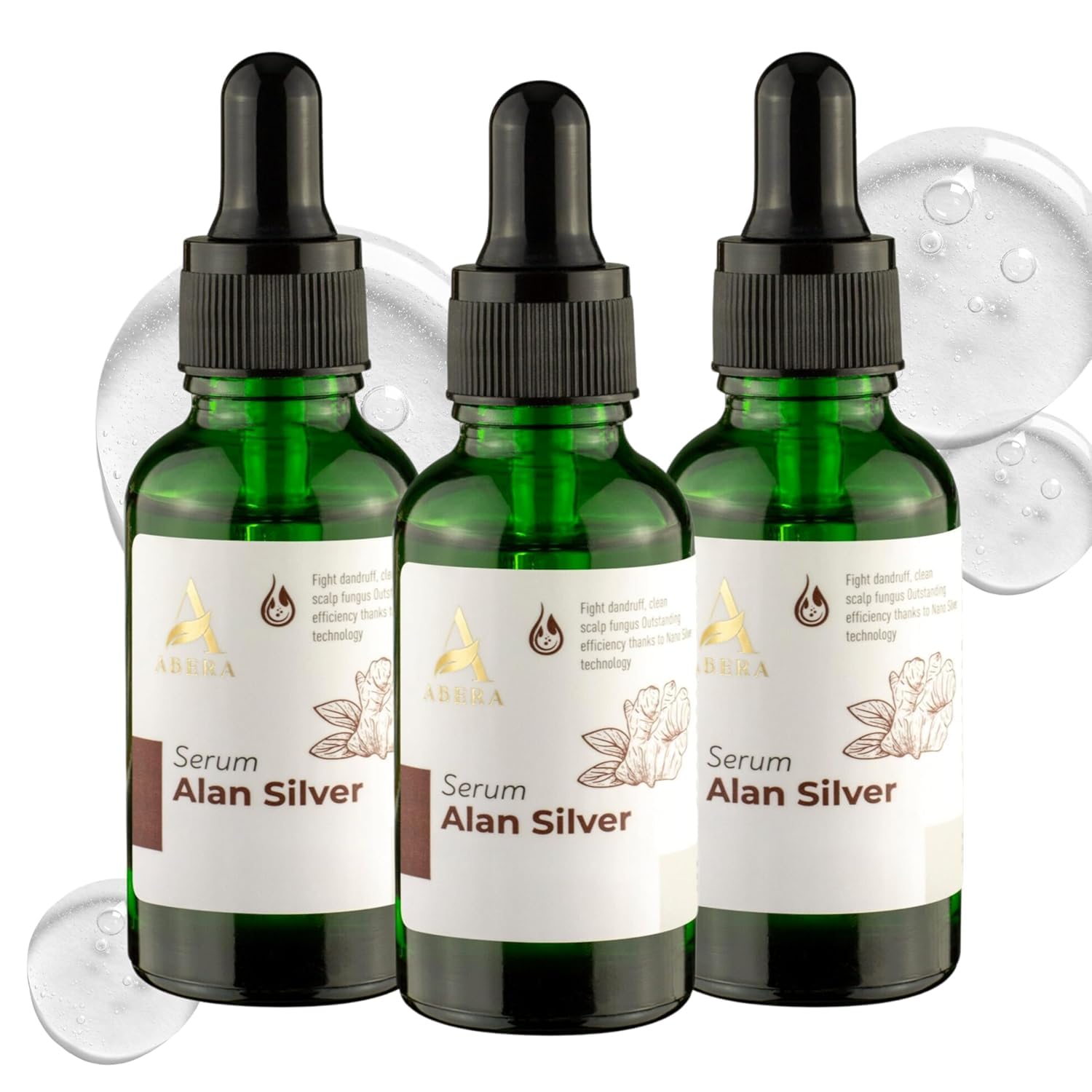 ABERA Alan Silver Serum – Botanical Hydrating Serum for Dry & Sensitive Skin & Herbal Extracts – Daily Moisturizer for Face, Body & Scalp – Fast Absorbing, Lightweight – 3 boxes
