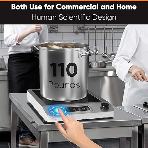 Miniatura 3 de Chefzilla Quemador eléctrico de una sola inducción de 1200 W, platos calientes de calentamiento rápido para cocinar, quemadores eléctricos