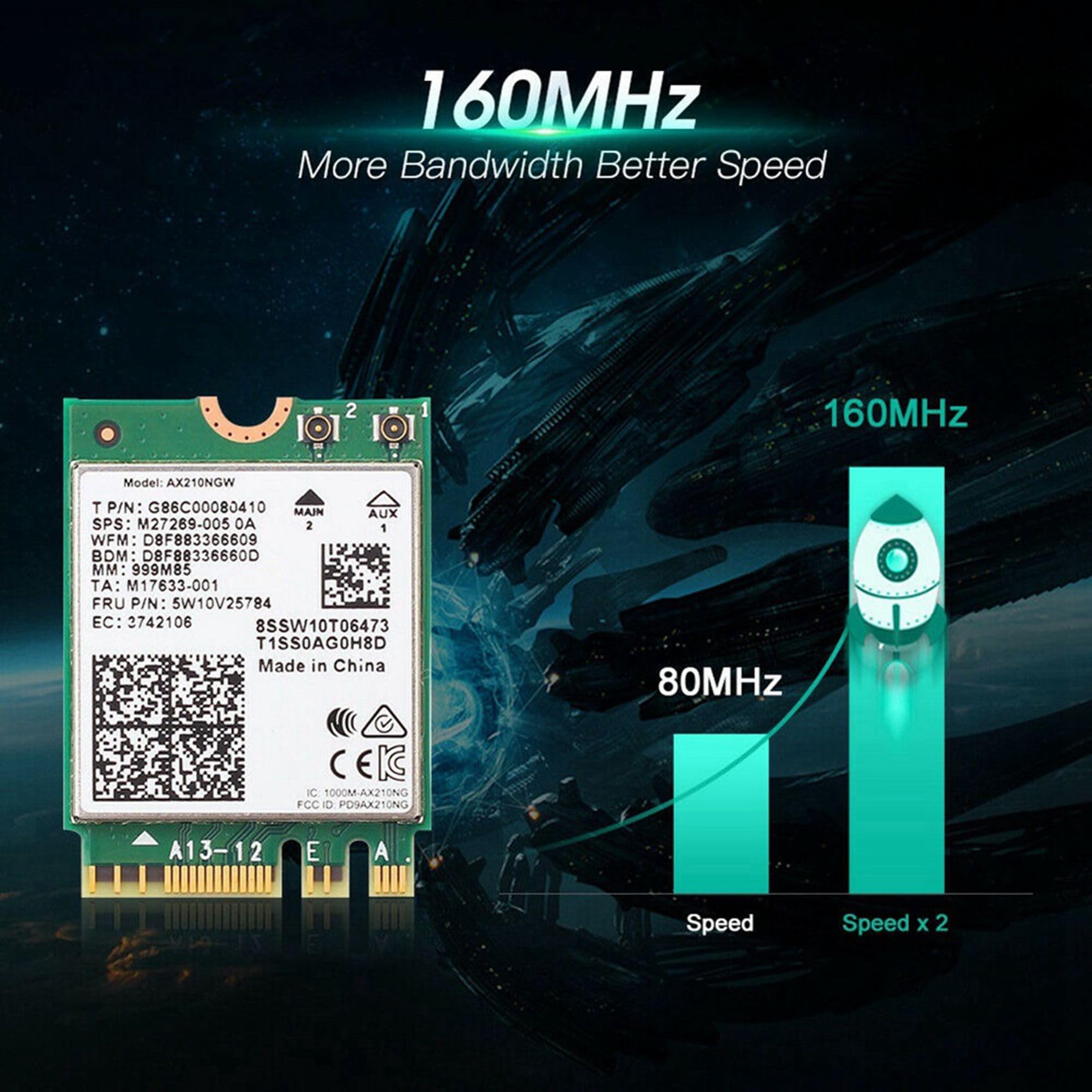 3X AX210 AX210NGW Scheda di Rete M.2 NGFF 2.4Ghz/5G Wi-Fi 6E Scheda WiFi 2400Mbps Adattatore WiFi Bluetooth 5.2 802.11Ax