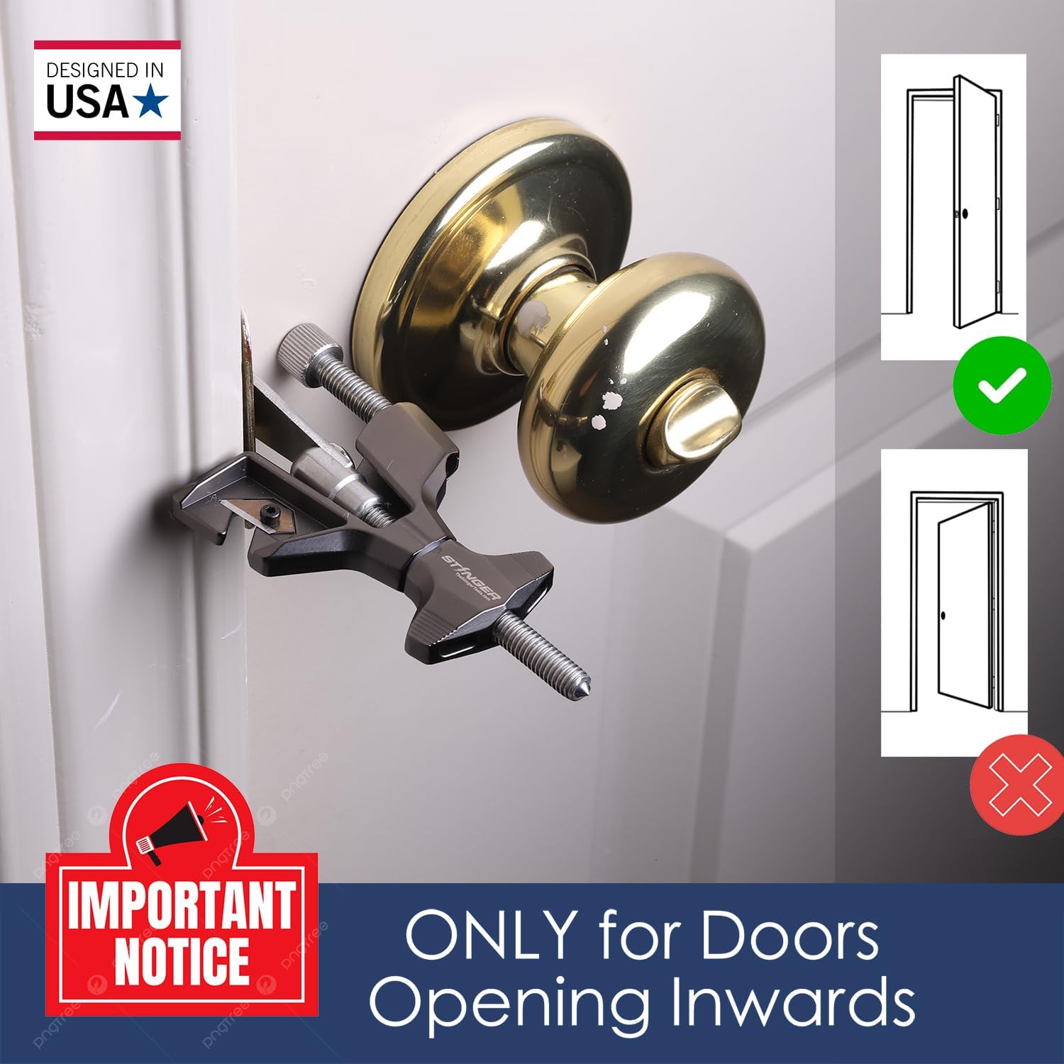 Stinger USA Metal Portable Travel Door Stopper Security Lock for Hotel&Home