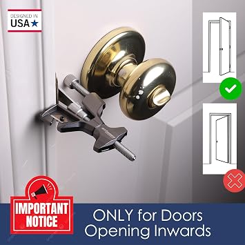Stinger Metal Portable Door Lock for Travelers Hotel, Apartment, and Home Door Stopper Security with Built-in Glass Breaker & Seatbelt Cutter, Ideal Travel Safety Lock for Women and Families