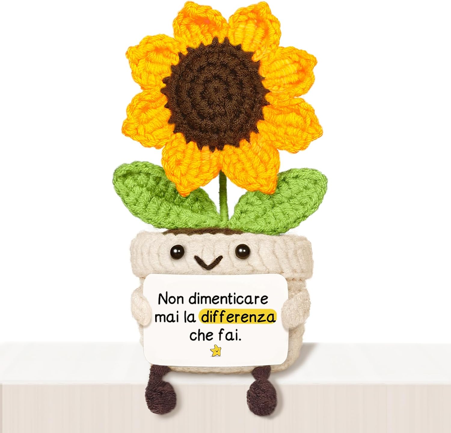 Regalo Festa della Mamma, Regalo Donna, Regali Amica Compleanno - Girasole Amigurumi Decorativo Fatto a Mano, Regali Migliore Amica, Fidanzata, Sorella, Mamma, Collega