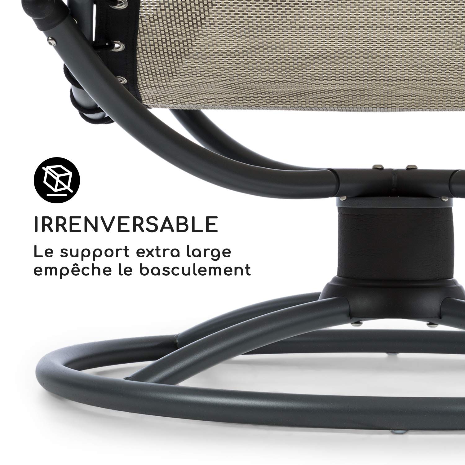 blumfeldt The Chiller - Chaise Longue à Bascule, Construction Stable, Anti-basculement, Surface de Couchage aérée, Facile d'entretien, Résistant aux intempéries en PVC, Ergonomique, Beige