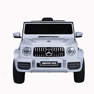 TAMCO Electric Kids Ride on Car Get Licensed Mercedes-AMG with 2.4G Parent Remote Control, Four Power Wheels Suspension System, Wireless Music, 12V 4.5Ah Kids' Electric Vehicles, Safety Belt (White)