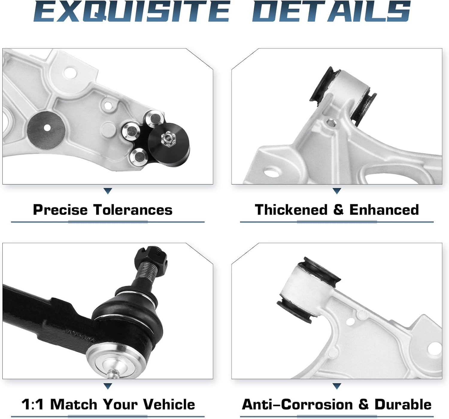 6PCS Front Lower Control Arm with ball Joint Assembly + Tie Rod End + Sway Bar End Link Suspension Kit for Buick LeSabre Riviera Park Avenue 1998-2005 for Cadillac DeVille Seville Pontiac Bonneville