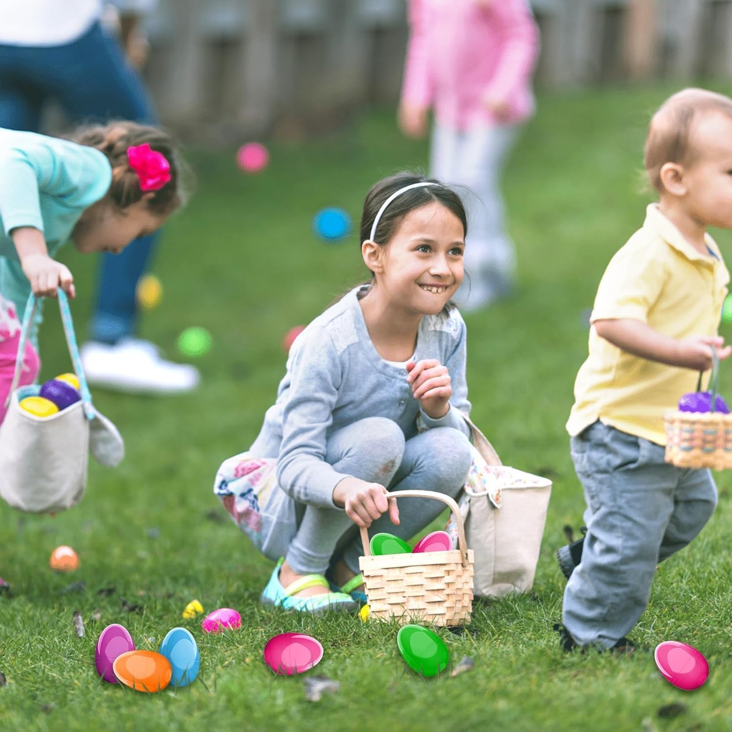 Vibrant Fillable Easter Eggs Assortment - 3.52” Plastic Egg, 12 Pcs Assorted Colors for Easter Hunts, Surprises, Easter Basket Stuffers Fillers,Easter Decorations