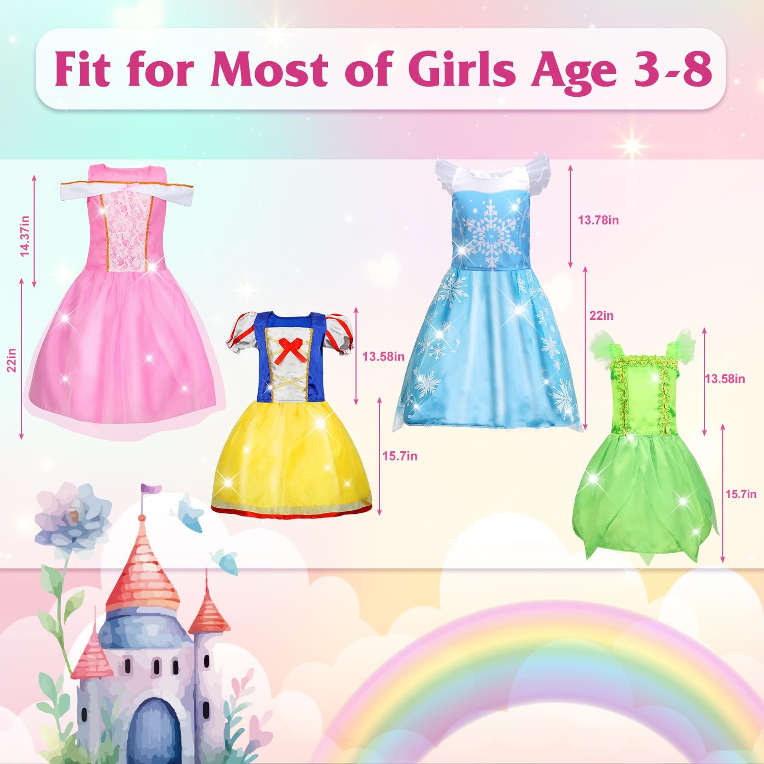 Princess Dresses for Girls, Princess Costume for Girls Age 3 4 5 6 7 8, Dress Up Clothes Christmas Gifts