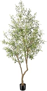 FEELEAD 8ft Faux Olive Tree - Realistic Large Olive Trees Artificial Indoor