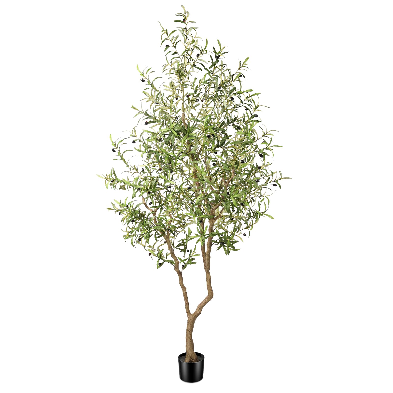 FEELEAD 8ft Faux Olive Tree - Large Realistic Artificial Olive Trees 8 Feet (96") Indoor Fake Plants with Realistic Trunk, Adjustable Branch, Olive
