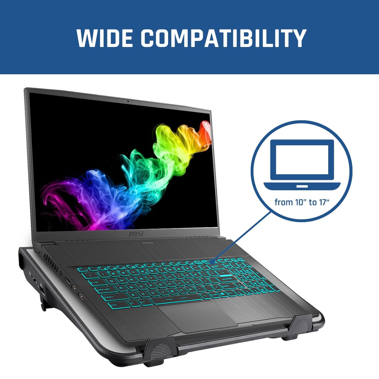 KLIM AIRFLOW + Laptop chłodnica Nowa wersja + chłodne przepływy powietrza, przepływy gorącego powietrza z + innowacyjnych turbin prądowych dla wysokiej wydajności + wysokiej jakości materiały