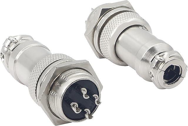 GELRHONR 4 Pin Metal Male Female Panel Connector,16mm Thread GX16 Aviation Plug Connector Assortment Kit 5A-2Set