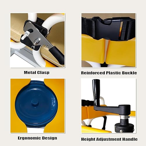 Miniatura 5 de Silla de transferencia de paciente 5 en 1, versátil silla de ruedas para personas mayores, altura ajustable para el hogar y el hospital, ropa de