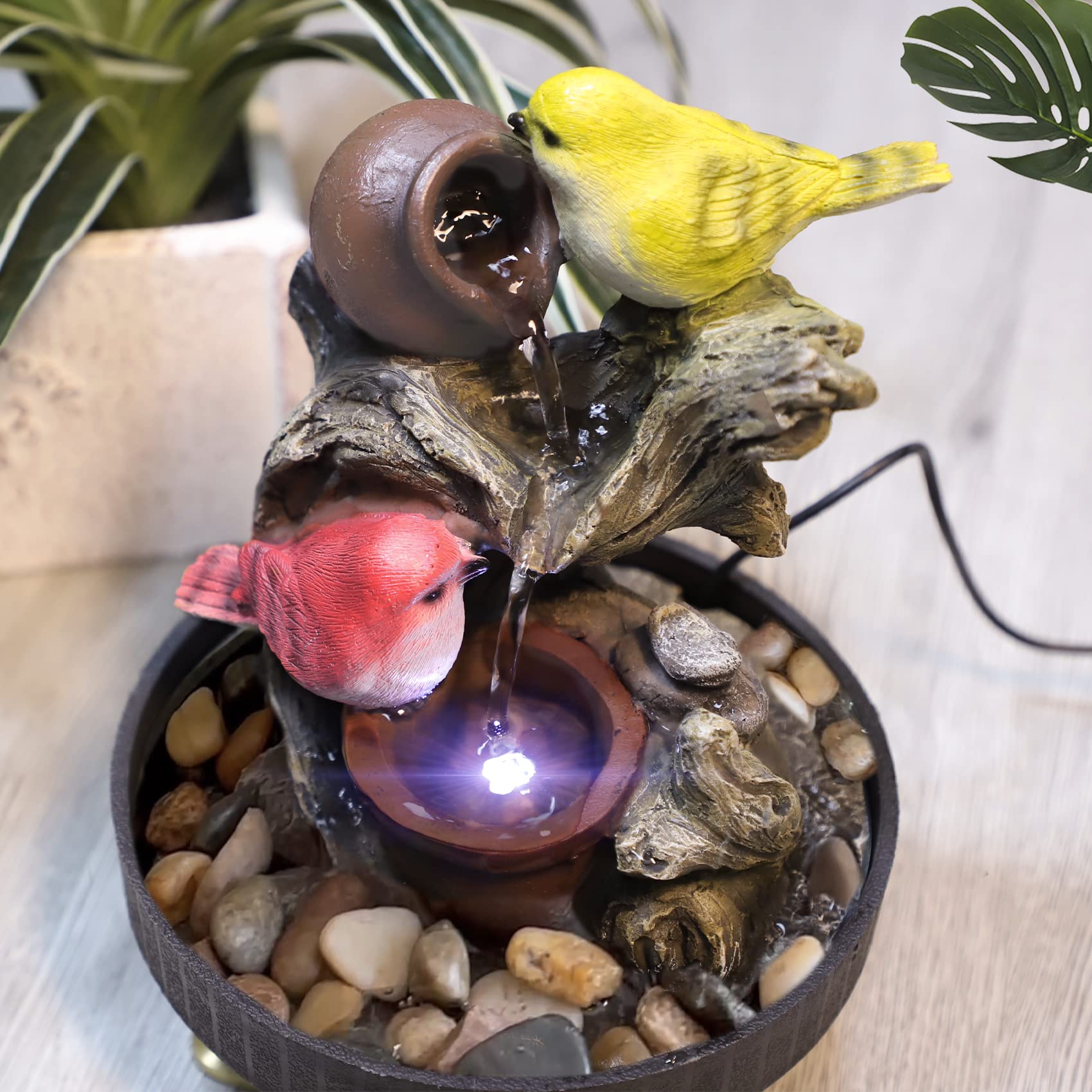 Ferrisland Tabletop Fountain Birds Waterfall Desktop Electric Water