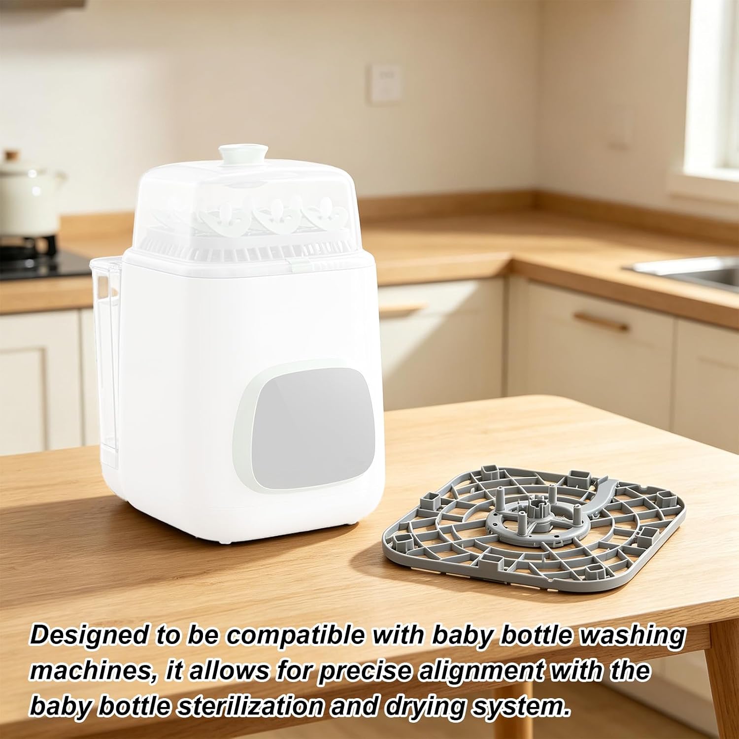 Replacement Base Tray Compatible with Momcozy Bottle Washer, BPA-Free Bottom Tray with 2pcs Cleaning Brushes Baby Bottle Washer Accessories & Parts for Momcozy KleanPal Pro (Gray)