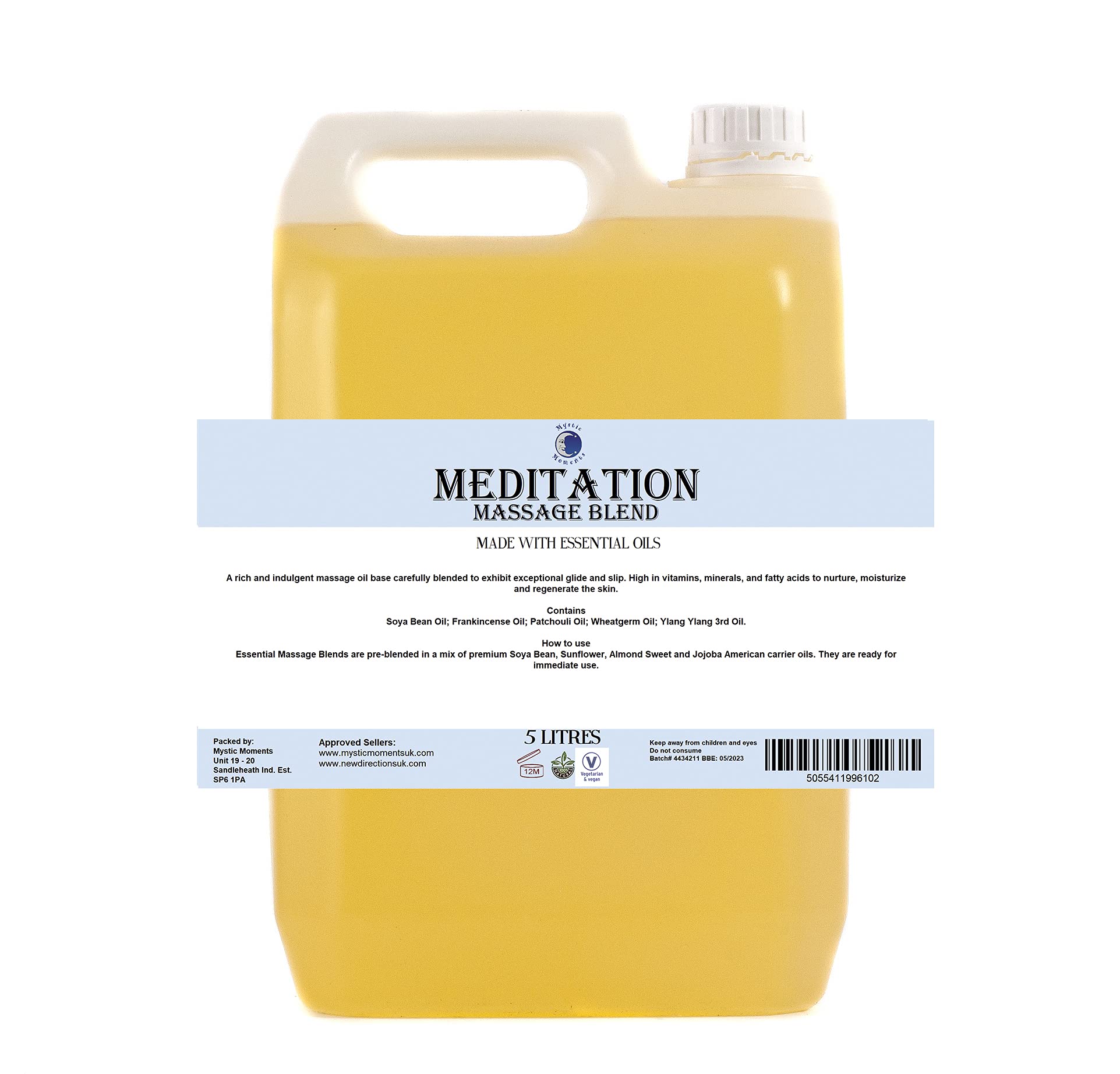 Mystic Moments | Meditation Aromatherapy Massage Oil Blend 5 litres - Natural Massage Blend Made with Essential Oils for Spa & Massage Therapy
