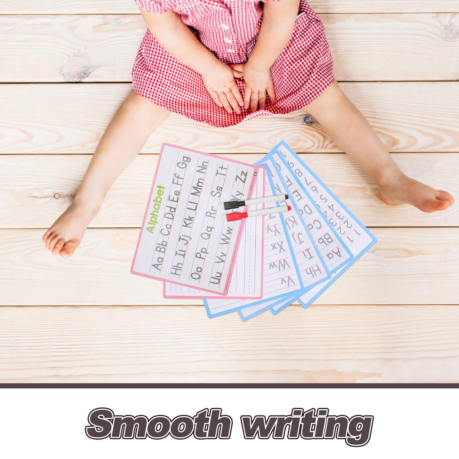 SUPVOX Lot de 4 tableaux effaçables à sec double face - Tableau d'écriture des lettres et des chiffres avec feutres - Outil d'écriture réutilisable et effaçable pour enfants d'âge