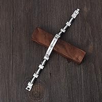 Vista 3 de Pulsera grabada personalizada con nombre grabado de acero inoxidable con etiqueta de identificación, pulseras grabadas para hombre, regalo