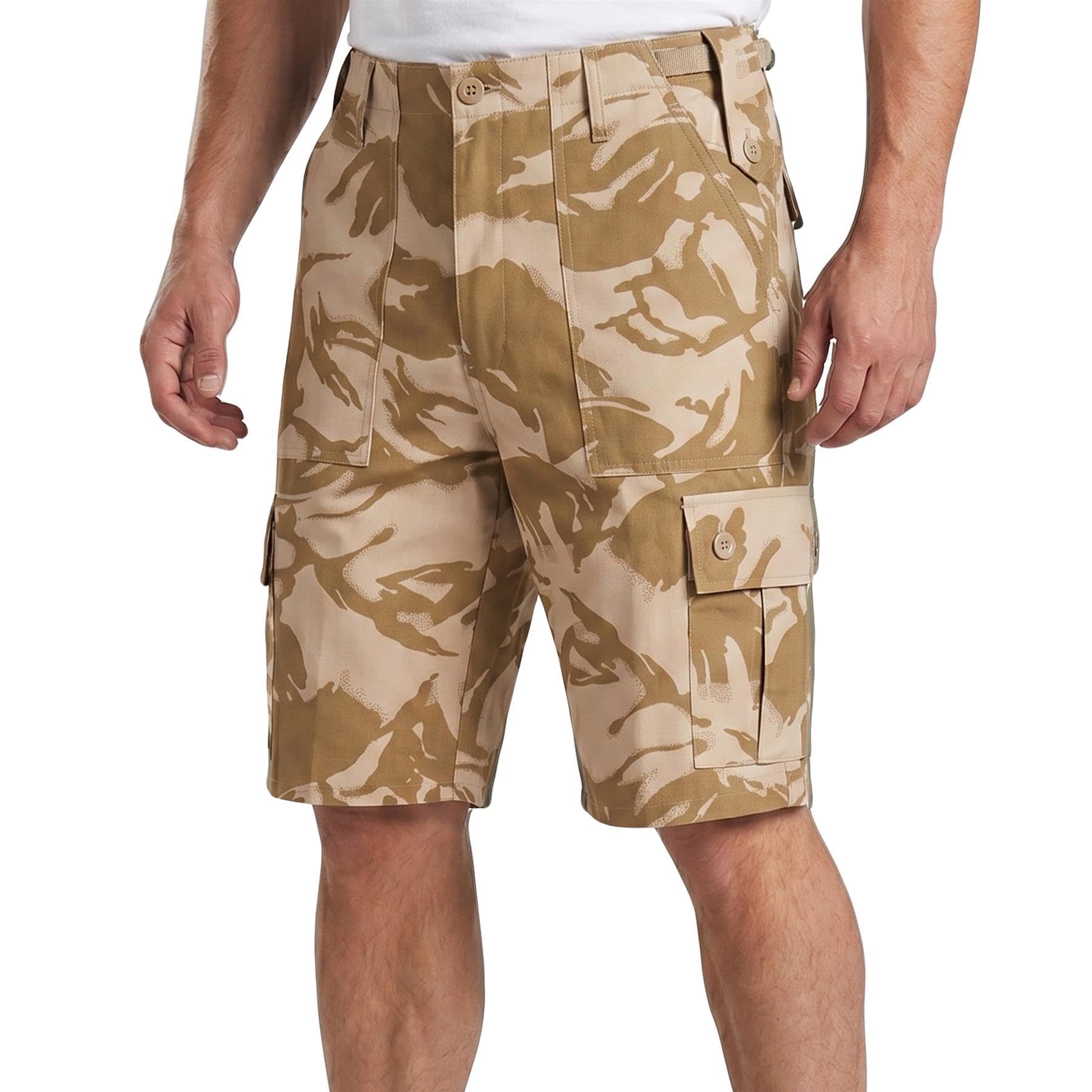 VINTIKA Men’s Army Combat Shorts Military Tactical Cargo Work Shorts Multi Pocket Outdoor Hiking Camping – Adjustable Waist - British Desert - 40