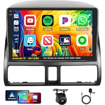Inefala Android 15 Car Radio for Honda CRV 2002-2006 4G+128G9 Zoll In-Cell TouchScreen mit CarPlay & Android AutoNaviGPSWiFiFM/RDSBluetooth 5.0EQSWCR ckfahrkameraMIC