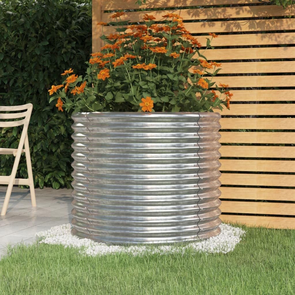 Garden Planter Powder-coated Steel,Balcony Raised Beds,Gardening Supplies,Vegetable Planters,Herb Planting Box,Round Shape Planter,for Herb,Outdoor,Lawn,Yard,Patio,15.7"x15.7"x14.2" Gray