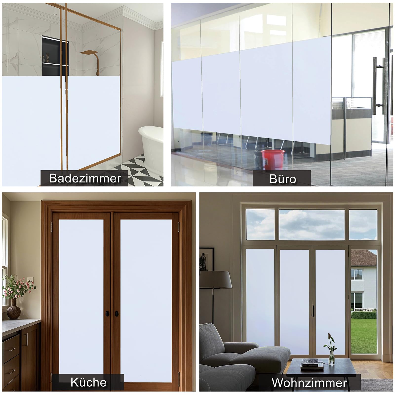 Engrosar Película de sombreado de Vidrio Vinilos para Ventanas Blanco Película para Ventana 100% Opaco Sombreado Decorativa Cristal Anti-UV Adecuada para Baño, Dormitorio 60 x 400 cm