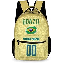 Brazil Kids Soccer Backpack, Custom Name Number