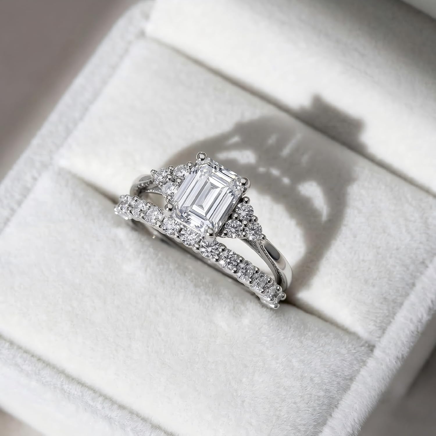 Moissanite Wedding Rings Set 925 Sterling Silver/10K Gold 1CT-4CT Moissanite Engagement Ring for Women Fine Jewelry Gifts for Wife Mother