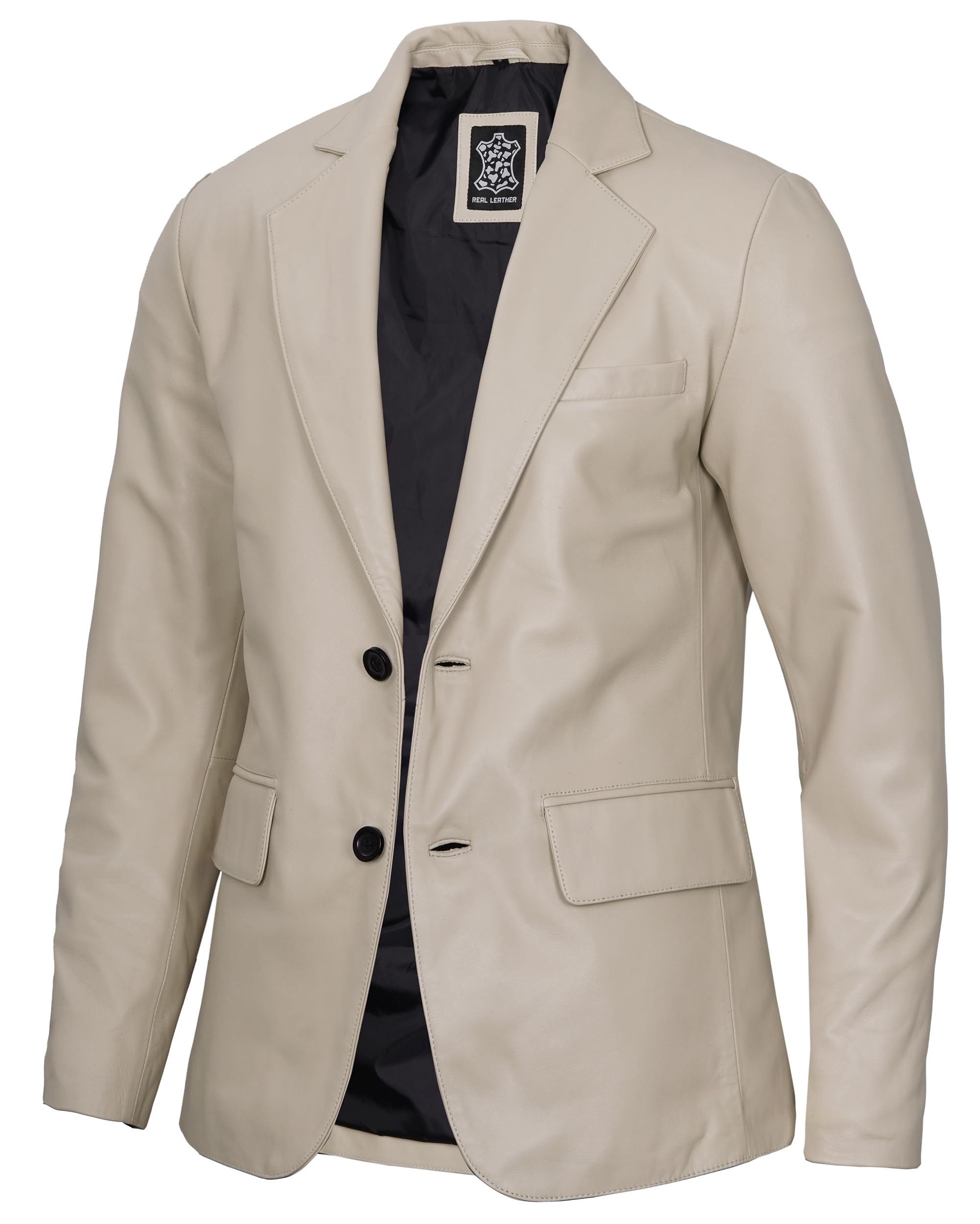 fjackets Leather Blazer for Men - Black & Brown Real Lambskin Casual Men's Leather Jacket Coats