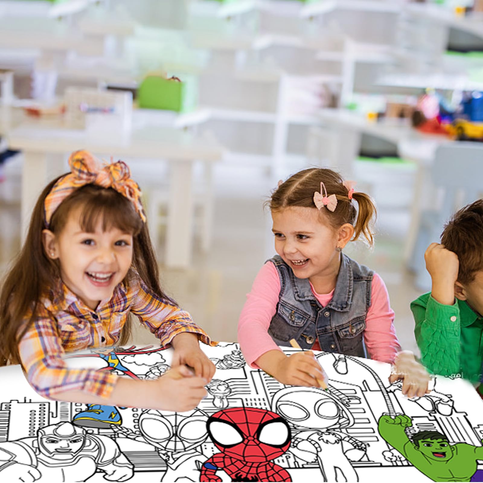 XFYCUTE Spidey and His Amazing Friends Birthday Party Favors Spidey Coloring Book Giant Coloring Poster Large Coloring Tablecloth Huge Table Cover for Spidey Birthday Party Supplies image_3