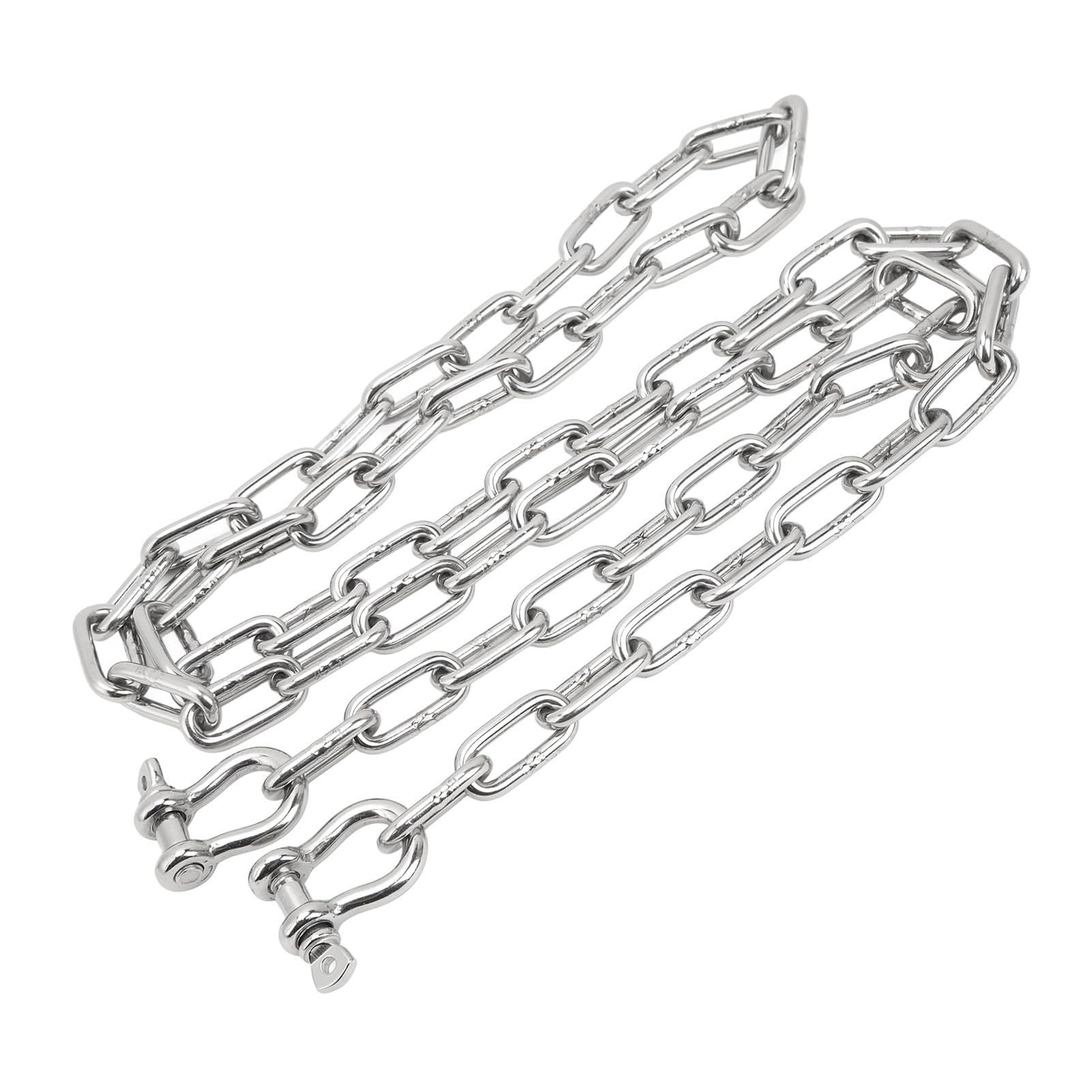 aqxreight Catena in Acciaio Inossidabile 316, 6,6 Ft con Golfari | 5/16in bow shackles, marine grade for boats yachts ships, duty link