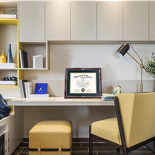 Miniatura 2 de GraduationMall Marco de diploma de 8.5 x 11 pulgadas con paspartú azul marino sobre dorado o certificado de 11 x 14 pulgadas sin paspartú, madera