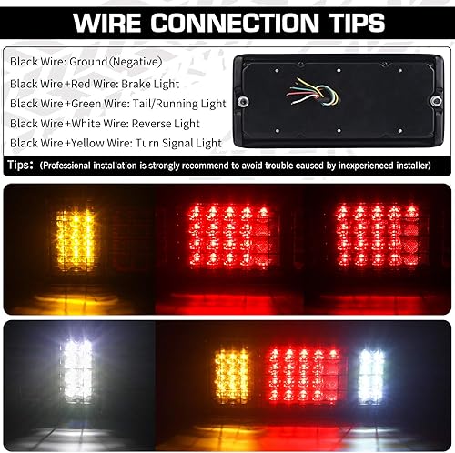 Miniatura 2 de LINKITOM Barra de luz trasera de camión de 40 LED, luz trasera de freno de señal de giro súper brillante con protección de red de hierro para