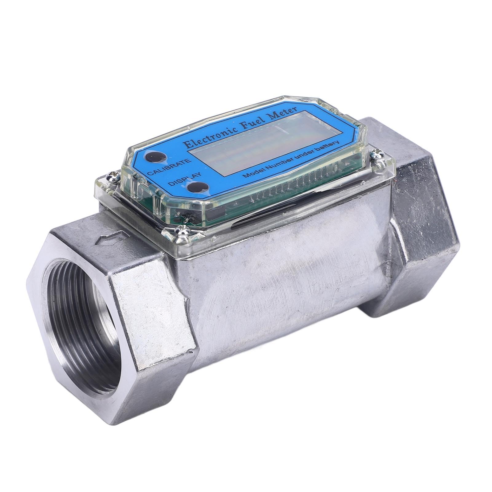 Generic Caudalímetro de Turbina Digital de Metal Duradero, Alta Precisión, GAL QTS PTS L, Medida, Gasolina, Agua, Fluidos (45mm)