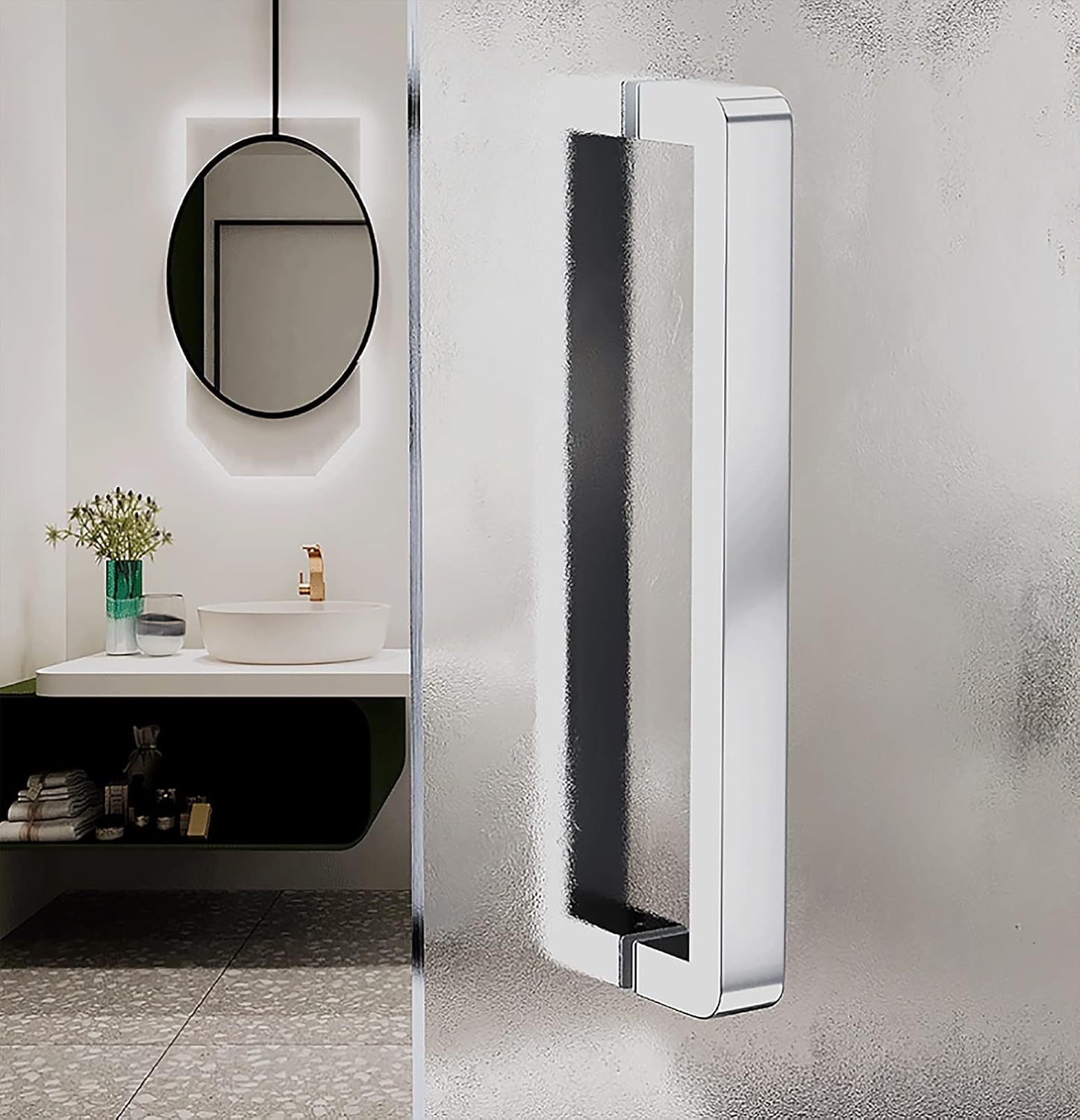 Large Double-Sided Sliding Door Pull Handle, Modern Square Tube Gate Push Pull Bar - Stainless Steel, for Barn Front Door Office Glass/Wood Door/Silver/32.5Cm/12.8In