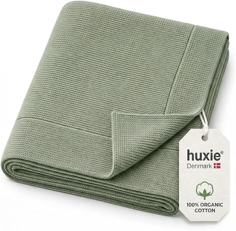 Receiving Blankets, 100% Organic Cotton Knit, Newborn Baby Swaddle | GOTS-certified, soft breathable layer for stroller, car seat & nursery, shower gift