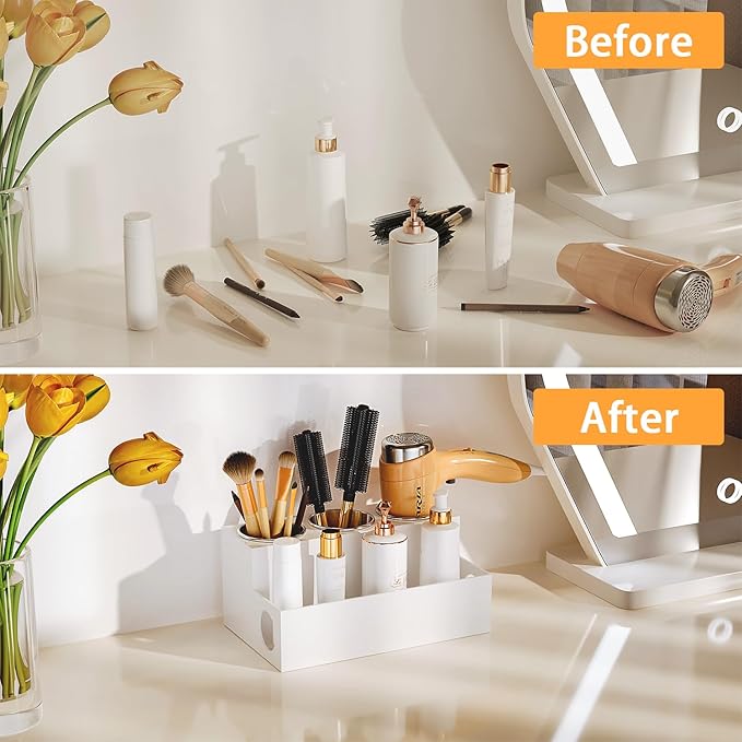 Organizador de herramientas para cabello, soporte para secador de acrílico blanco miniatura 4