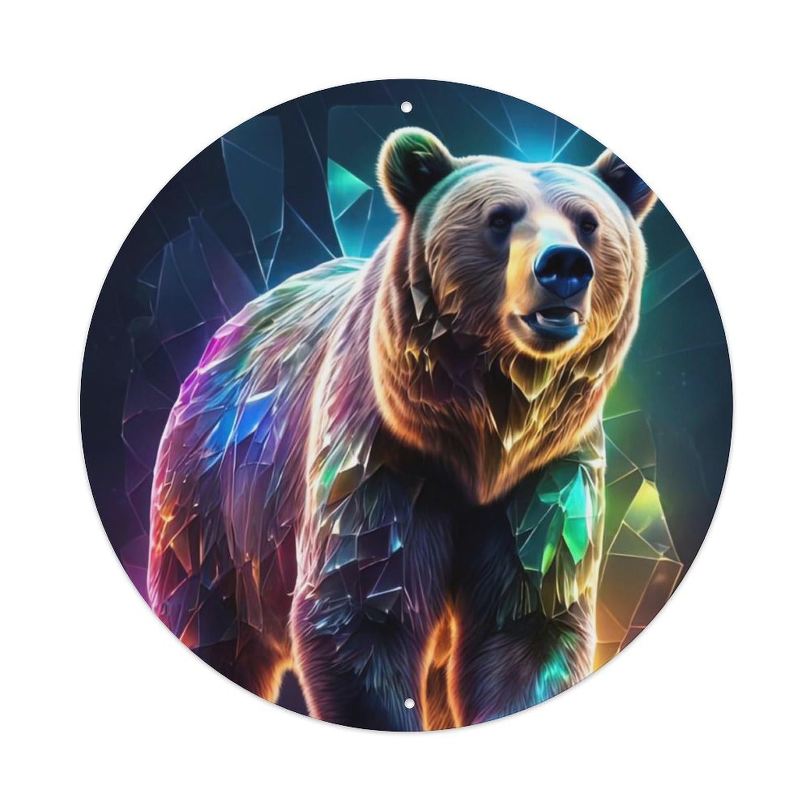 Wildlife Artwork Colorful Bears Vintage Metal Tin Sign Plaque Wall Decor for Cafe, Club Bar, Office, Garden Metal Poster 8x8Inch