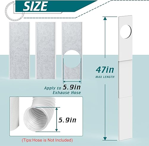 Miniatura 3 de Daisypower Kit de ventana portátil de aire acondicionado con aislamiento de espuma, aislamiento térmico y ruido, paneles de sellado ajustables para