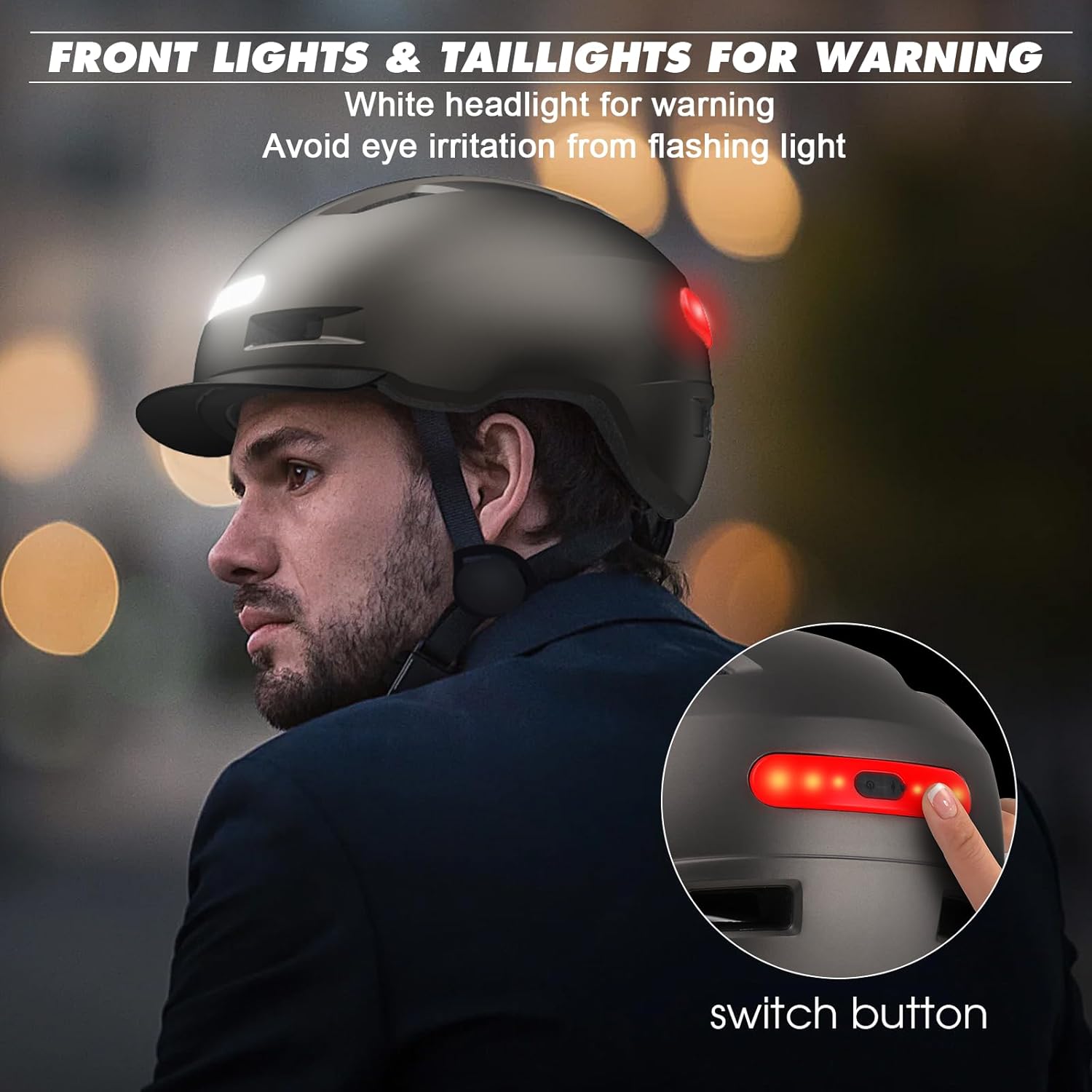 Bike Helmet, Shinmax Adult Cycling Helmet with USB Rechargeable LED Front and Back Light Bicycle Helmets for Men Women - Image 3