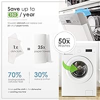 Vista 5 de SUPERSCANDI Paquete de 5 paños de cocina suecos para cocina, 100% biodegradables y compostables, reutilizables, lavables, seguros para alimentos